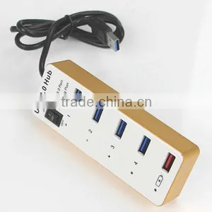 Aluminum Alloy USB 3.0 4 Port Hub Power + 1A Charging Port With Master Power Switch thumbnail-6