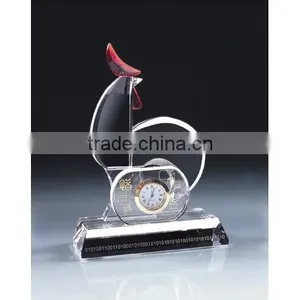 2016 Graceful Cock Model Crystal Clock With Crystal Base thumbnail-1