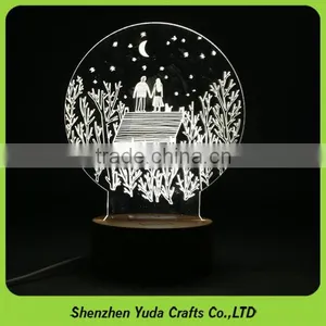 Decorative USB Night Light Custom Logo Engraved Acrylic Lamps thumbnail-3