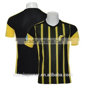 Black Yellow Soccer Jersey for Men Sportswear With Football Jersey Patches thumbnail-1