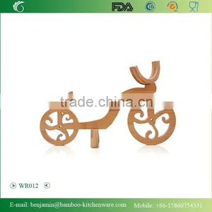 WR012/100% Bamboo Material Hot Sale Bicycle Shaped Bamboo Wine Rack thumbnail-1