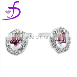 925 Sterling Silver Jewelry Fancy Flower Shape Ruby Stud Earrings Silver Jewelry thumbnail-1