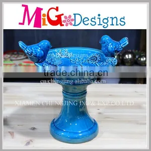 Fashionable Bird Design OEM Dolomite Ceramic Blue Candle Holder thumbnail-1