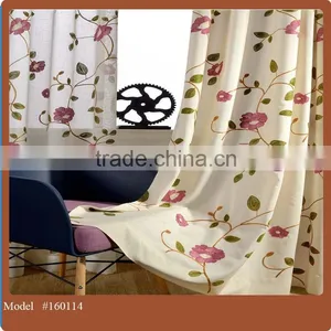 Custom Made Floral Design Polycotton Material Embroidery Curtain Drapery Fabric Wholesale thumbnail-1