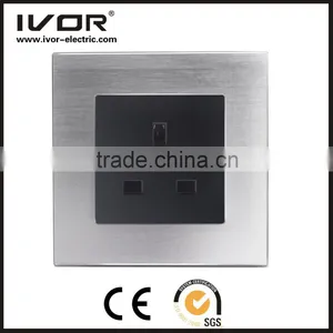 2016 New Design IVOR Aluminum Silver Material Europe Style Illuminated 2 Gang Computer Wall Switch thumbnail-4