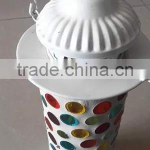 Glass Mosaic Lantern ,Moroccan Lantern, White Hanging Lantern Outdoor thumbnail-2