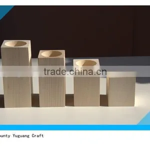 Set of 4 Wooden Candlesticks, Unfinished Items thumbnail-2