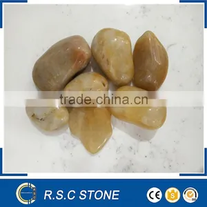 Polished Yellow River Stone Pebble Stone thumbnail-1