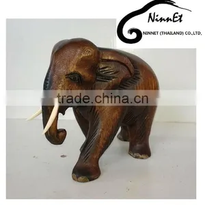 Wood Carved Elephant From Thailand thumbnail-1