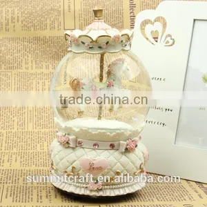 Resin Music Romantic Wedding Horse Snow Globes Carousel Snow Globe thumbnail-1