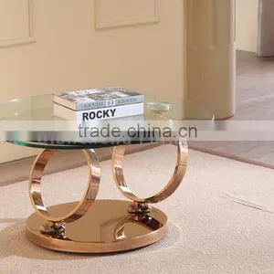 New Model Round Golden Stainless Steel Extendable Coffee Table thumbnail-5