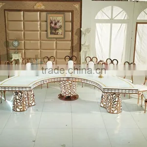2017 Wedding Event Furnture Half Round With Led Stainless Steel Wedding Dining Table thumbnail-1