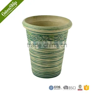 Lightweight Plastic UV Protection Round Coloful Wood Stone Garden Pot thumbnail-2