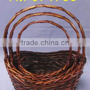 Boat Shaped Willow Flower Basket With Handle thumbnail-1