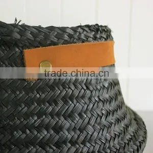 Black Seagrass Basket With Leather Handles/ Seagrass Basket for Home Decoration thumbnail-3