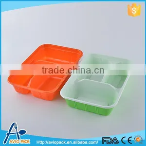 Colorful Microwaveable Disposable 3 in 1 Cutlery Set Plastic Lunch Box thumbnail-1