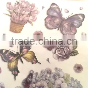 Purple Color Butterfly & Rose Design Sticker, Antique Decorative Shinny Glitter Sticker thumbnail-2