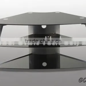 Modern Glass Corner Shelf tv Stand Design thumbnail-1