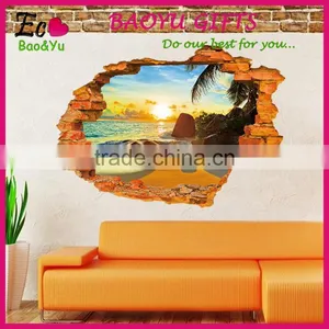 3D Removeable Beach And Sunshine Picture Wall Stickers Home Decor thumbnail-1