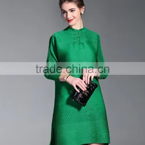 Chinese National Style Plus Size Ladies Draped Dress With Buttons thumbnail-4