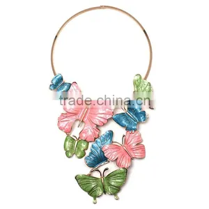 Fashion Multicolor Painting Butterfly Alloy Necklace thumbnail-1