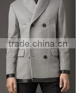 2017 Men Coat Offwhite Color Black Hem Joint Fashion Design thumbnail-1