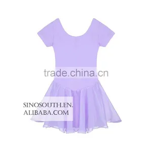 2017 New Arrival Solid Color Short Sleeve Girls Leotard Dance Leotards Dress thumbnail-2
