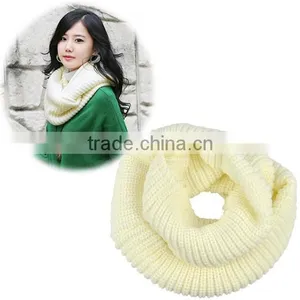 Winter Lady Warmer Knitting Loop Hood Neck Circle Cowl Wool Scarf 8016 thumbnail-1