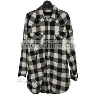 Bulk Wholesale 22 Colors Girl's Plaid Flannel Shirt Female Long-sleeved Plaid Shirt thumbnail-5