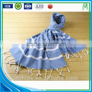 New Design Custom Cooling Navy Blue Beach Towel With Tassel thumbnail-4