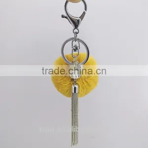 2017 Cute Rabbit Faux Fur Ball Key Chain Metal Tassel Fur Ball Keychain Bag Charms 115 thumbnail-2