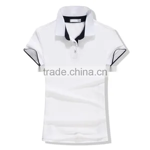 Custom Slim Fit High Quality Women Polo Shirt Design With Combination thumbnail-3