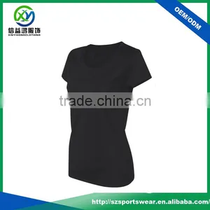 High Quality Simple Design Deeply O-neck Women's Polyester T-shirt thumbnail-4