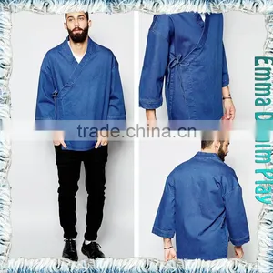 Fashion Thin Blue Denim Tops Cotton Half Sleeve Coats for Mens Jackets thumbnail-1