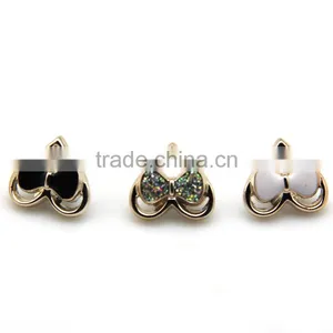 White Black 13*14mm Shank Heart Design With Bowknot Plastic Button For Clothing thumbnail-1