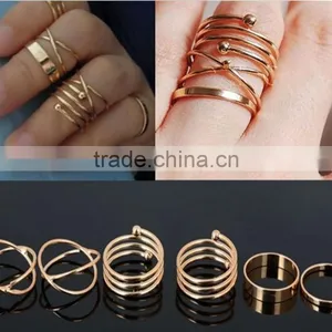 6 Pieces/set Women Gold Plated Vintage Midi Finger Knuckle Rings Jewelry thumbnail-1