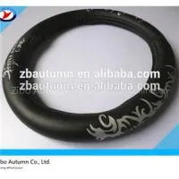 Black Printed Diamond Pattern Steering Wheel Cover thumbnail-1