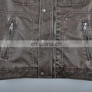 2015 Lastest Fashion Mens Hot Selling Garment Dye Leather Jacket thumbnail-5