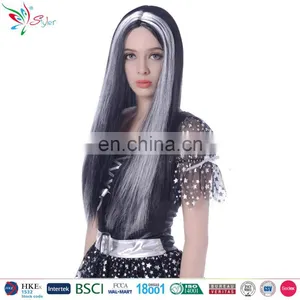 Wholesale Cheap Synthetic Hair 24" Long Black Witch Halloween Wig thumbnail-3