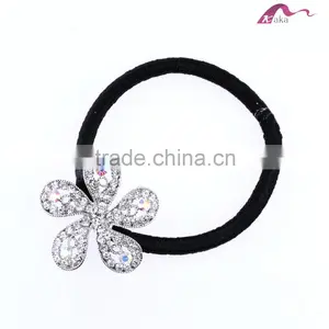 Top Quality Elegant Lasted Fashion Clean Flower Chunky Crystal Decorative Elastic Hair Rubber Band For Girls Pony Tail Hair Rope thumbnail-2