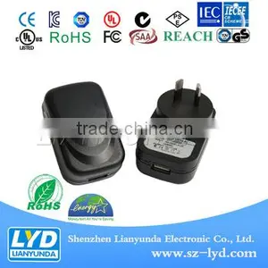 US Plug CE FCC BS SAA RoHS 5V2A Micro USB Wall Mounted Power Adapter thumbnail-3
