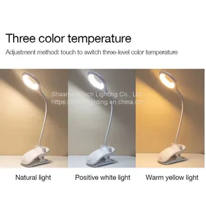 Touch Desk Lamp Dimming Table Lamp Clip Flexible Usb Charging Eye Protection Student Reading Lamp Phone Holder for Bedroom thumbnail-3