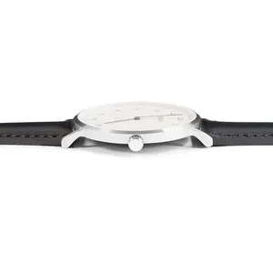 Stainless Steel Fashion Women Gift Watches Man Genuine Leather Ultrathin Quartz Watch thumbnail-5