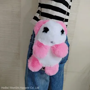 0182023 New Plush Panda Schoolbag Cute Backpack Panda Artificial Fur Bag Plush Toys China Wholesale thumbnail-4