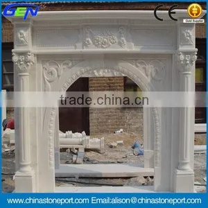 High Quality Natural White Marble Fireplace thumbnail-1