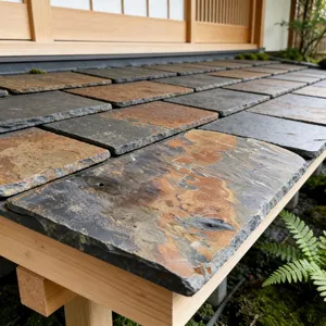 Natural SLATE Tiles, Rust-colored Bluestone Tiles, Villa Roof Tiles, Roof Tiles, SLATE, Fish-scale Tiles, Shale Tiles thumbnail-2