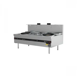 Restaurant-Grade Double Wok Station With φ530 Warmers & Electro-magnetic Safety thumbnail-1