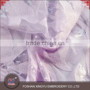 Hot Sale 2016 New Purple and White Qmilch Polyester Lace Net Embroidery Sequin Fabric Design Quality Choice thumbnail-4