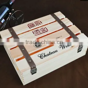 4 Bottles Pine Wood Wine Box Wooden Wine Bottle Gift Box thumbnail-4