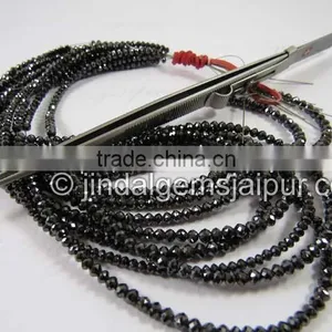 Top Quality AAA Black Diamond Faceted Roundelle Beads 3 To 3.5 MM thumbnail-1